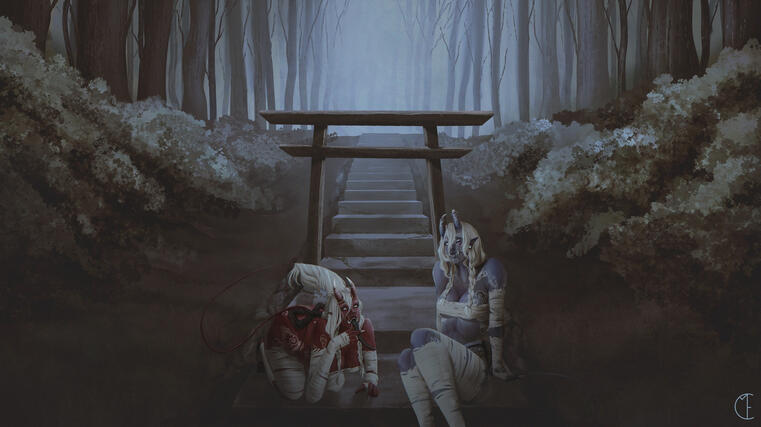 Rendered fullbody + background (commission)